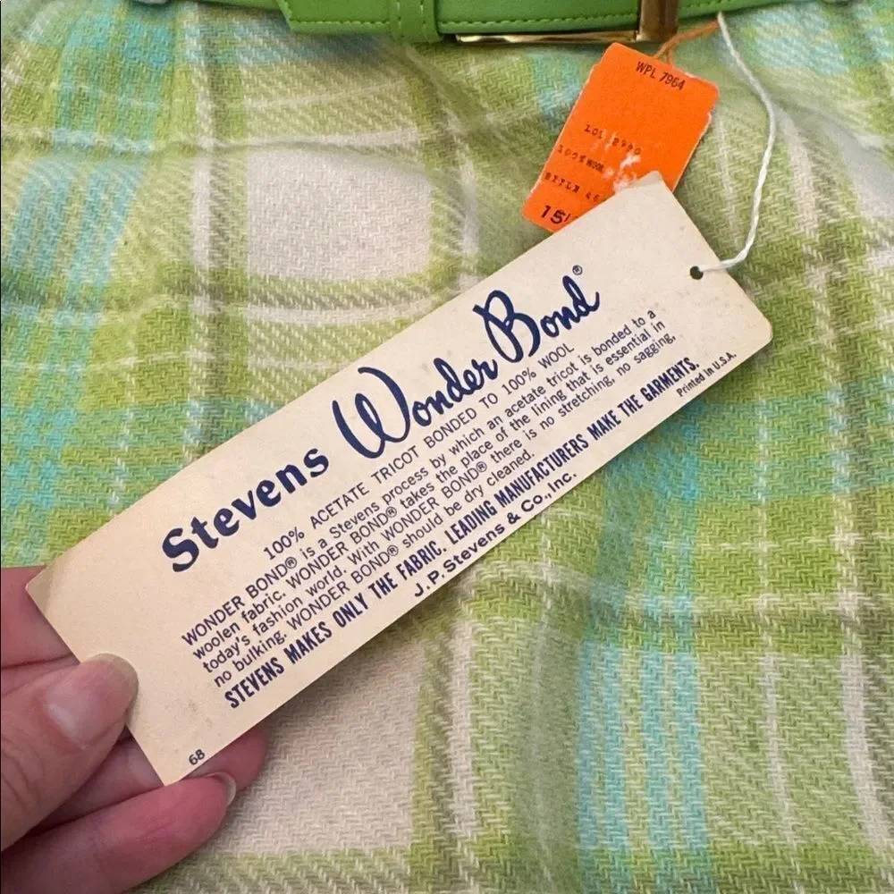 STEVENS Vintage 60s Wool Plaid Skirt Palm Springs Golf Resort Mod Pastel *NEW*